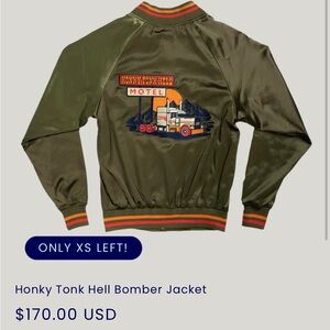 Little Bird Trucking Hockey Tonk Hell Bomber Jacket Sz M Lesa Yoyo Worley